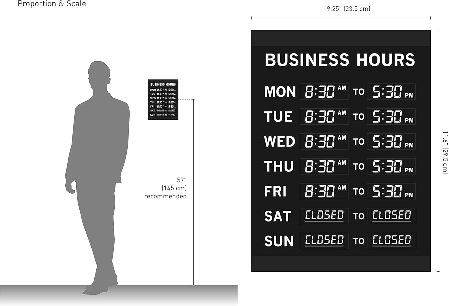 Kubik Letters Business Hours Sign with Vinyl for Numbers - Open Signs for Business - Open Closed Sign - Hours of Operation Signs for Business - Store Hours Sign For Glass Door - Restaurant Hours : Office Products