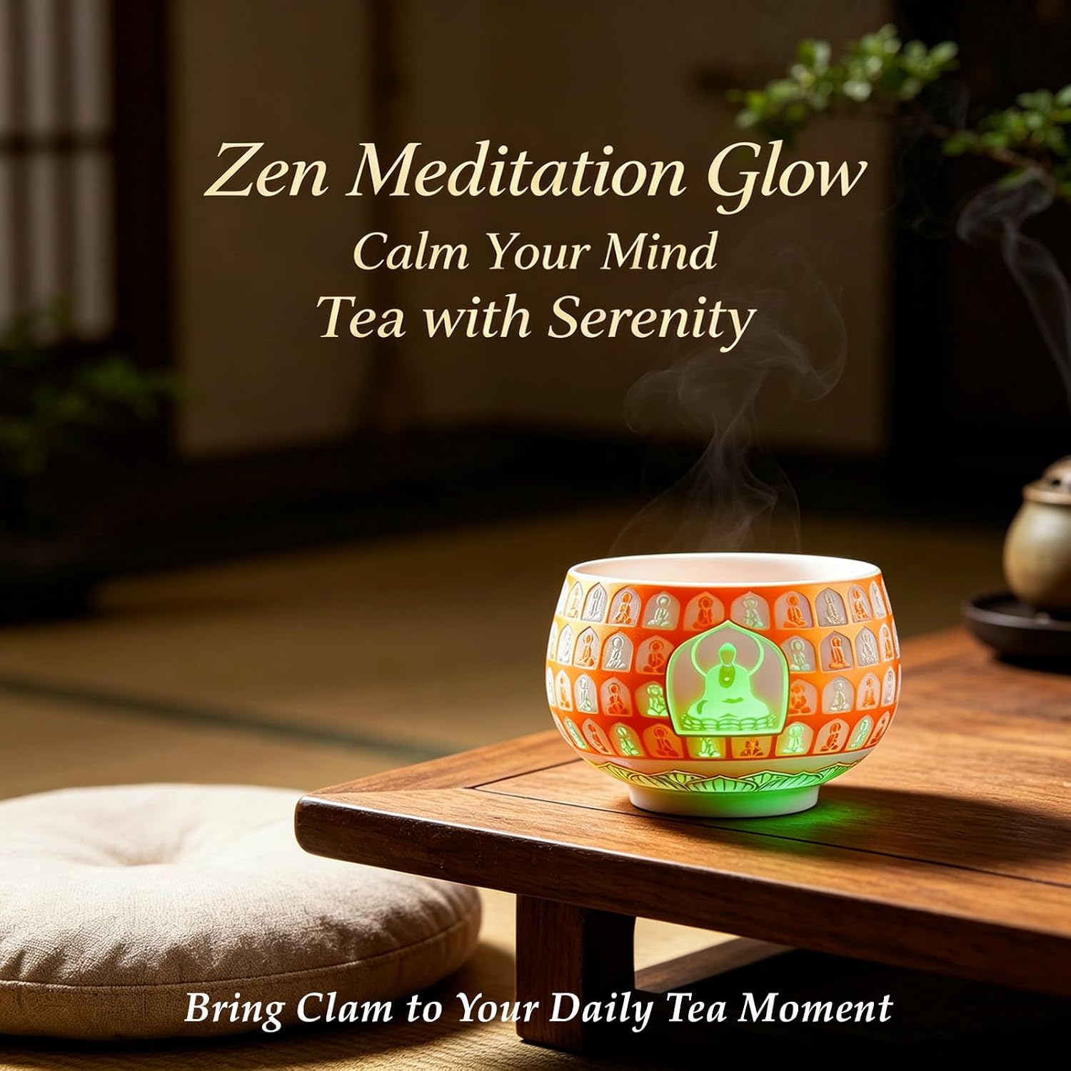 Color Changing Buddha Tea Cup, Glow in the Dark Ceramic