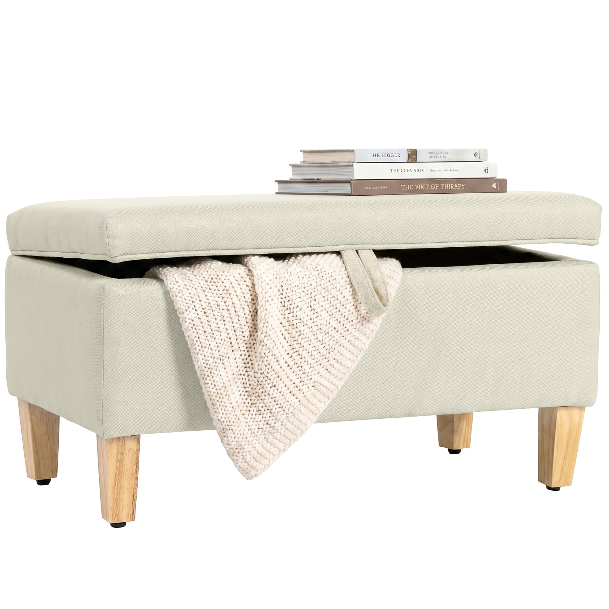 HOMCOM Banc de Rangement, Bout de Lit, 71 x 37 x 36 cm, Beige