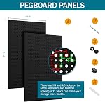 Pegboard kit with Accessories,Includes 2 Pack 16" X 24" Steel Peg Board and 120 PCS Varied Pegboard Accessories,can be Used for Tool Storage and Garage Organization. (Black Box)
