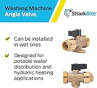 Vista 4 de SharkBite Válvula de ángulo para lavadora MHT de 1/2 pulgada x 3/4 pulgada, accesorio de plomería de latón de conexión a presión, tubería PEX