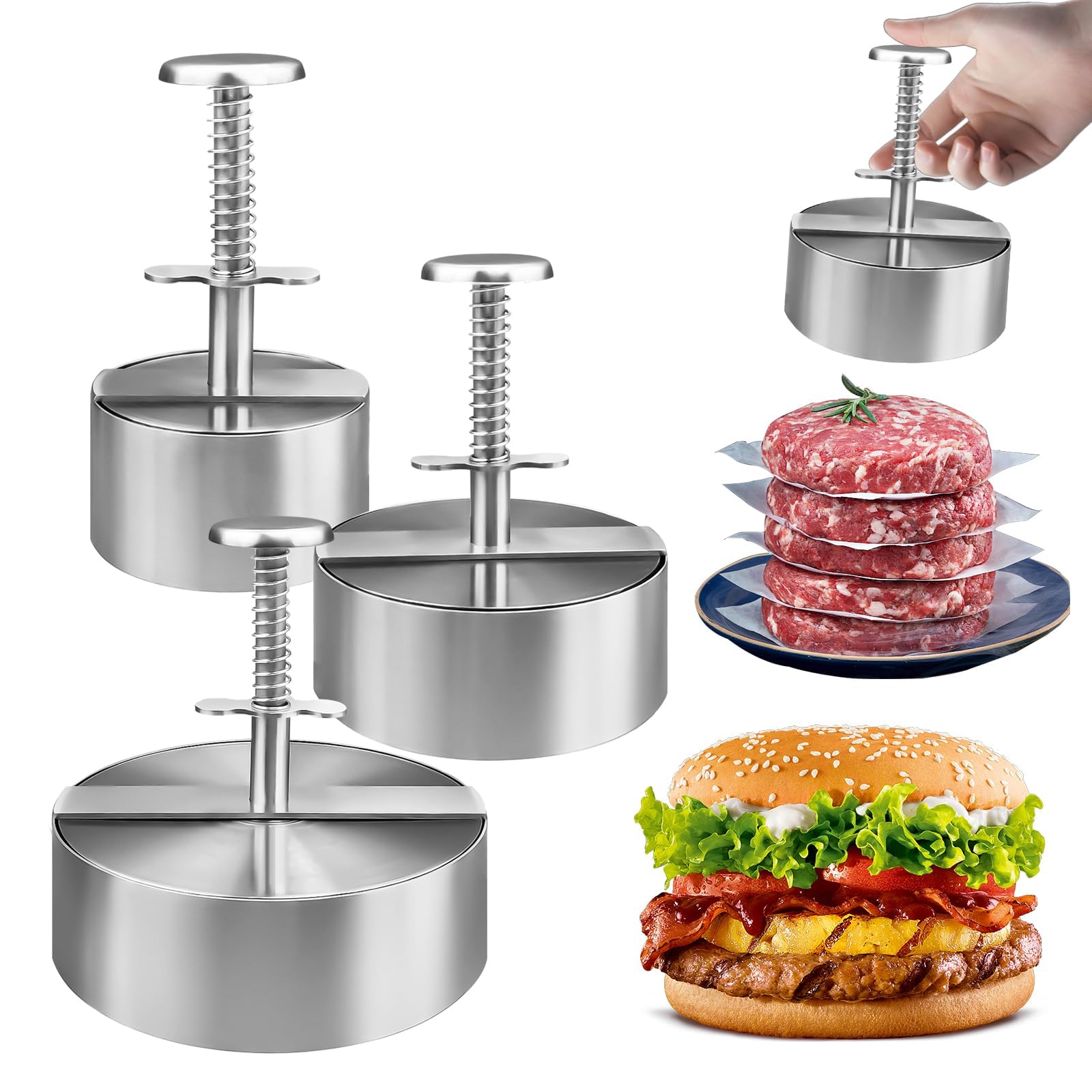 Presse à hamburger anti-adhésive en inox avec épaisseur réglable pour des steaks parfaits
