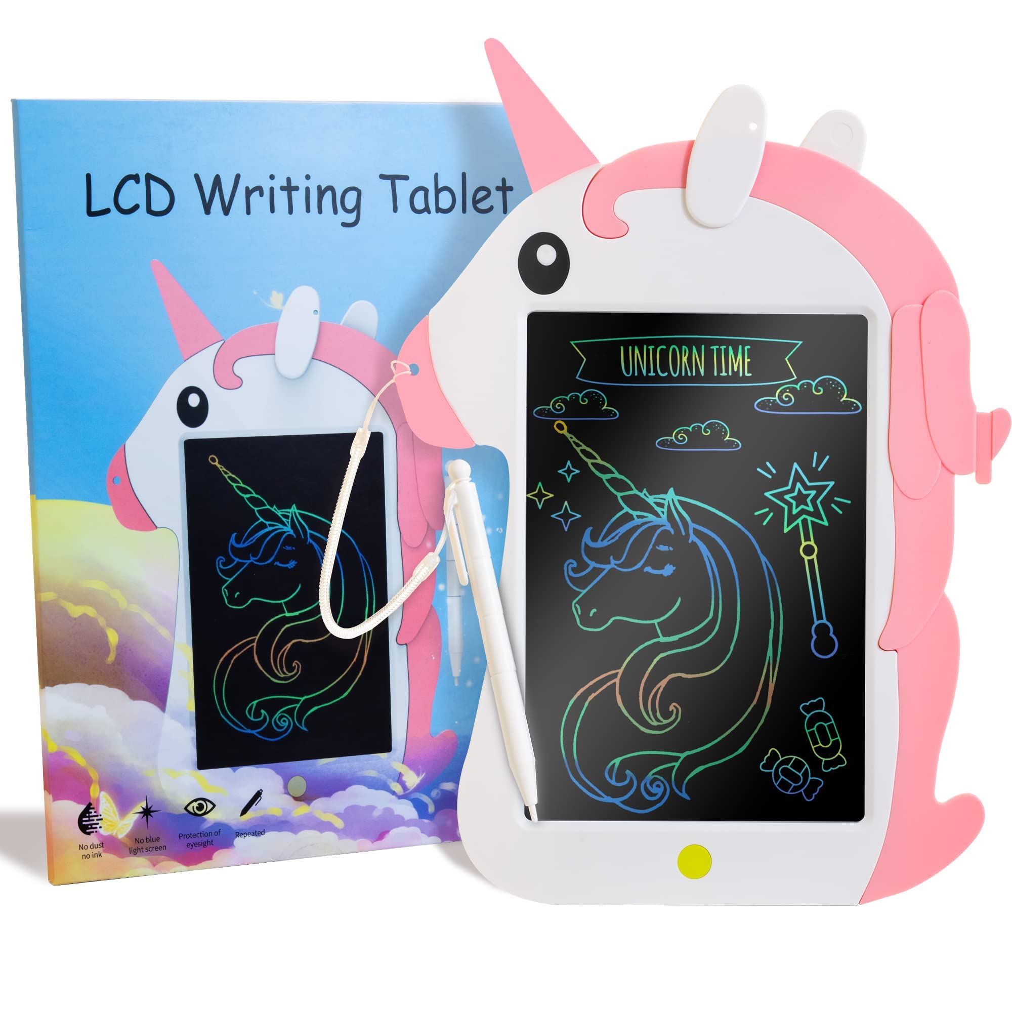 MAKINGTEC Unicorn LCD Writing Tablet for Kids, 8.5 Inch Doodle Scribbler Pad with Stylus,Painting Board, Magic Board, Birthday Gifts, Drawing Board Educational Toys for 3+ Years Old Boy Girl, Pink