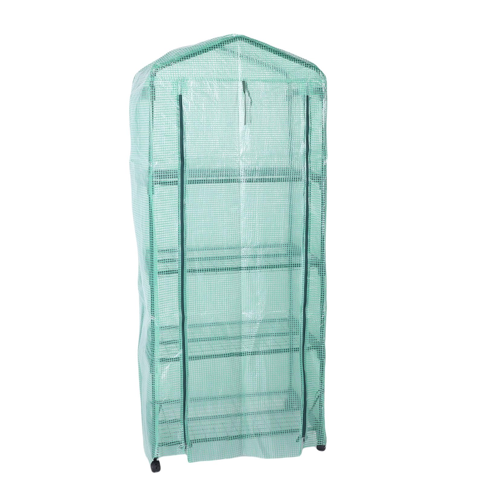 Fdit Invernadero Pequeño con Ruedas, Invernadero de 4 Niveles con (Green) | Ruedas Giratorias 360°, Estructura de Acero, Repisas de 27” y Puerta