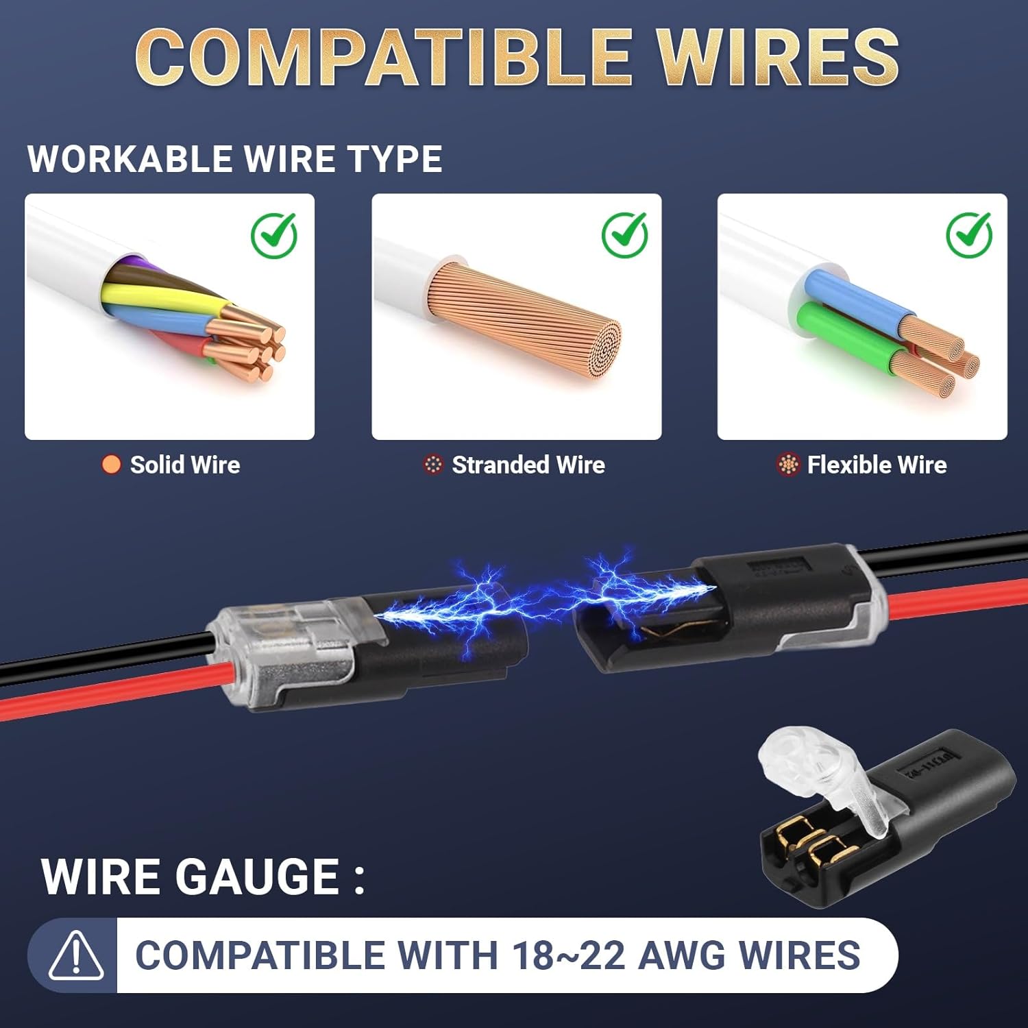 30PCS 2 Pin Wire Connectors Double Wire Plug in Connector, Low Voltage Quick Disconnect Electrical Secure Connectors with Locking Buckle, No Strip/Solder for Automotive, LED Lights, DIY Projects