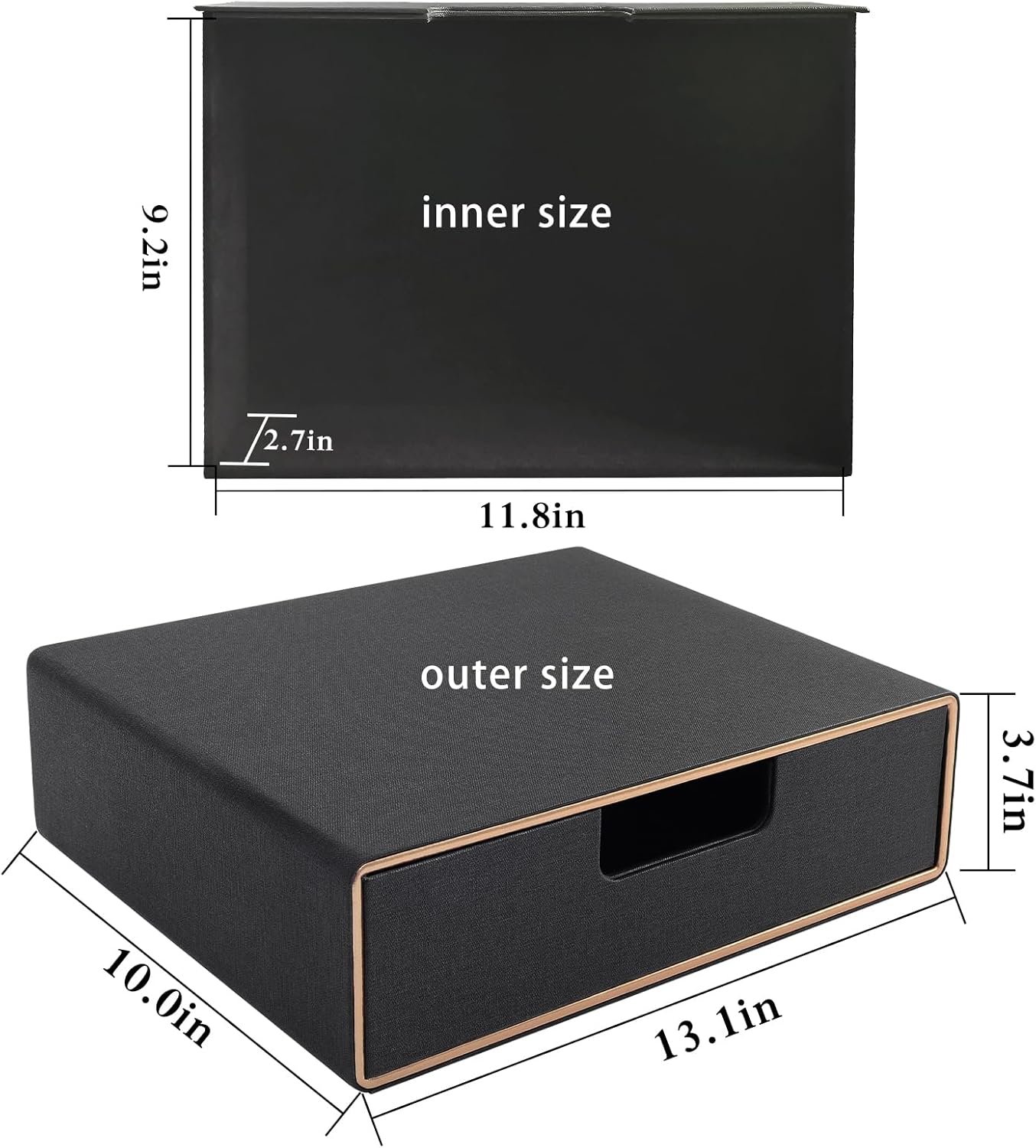 PU Leather Stackable Organizer Drawer,Executive Office Supplies Desktop Filing A4 File Cabinet/Holder for Jewelry/Bill/Paper/Documents/Makeup Home Decor Stationery Storage Box,Black