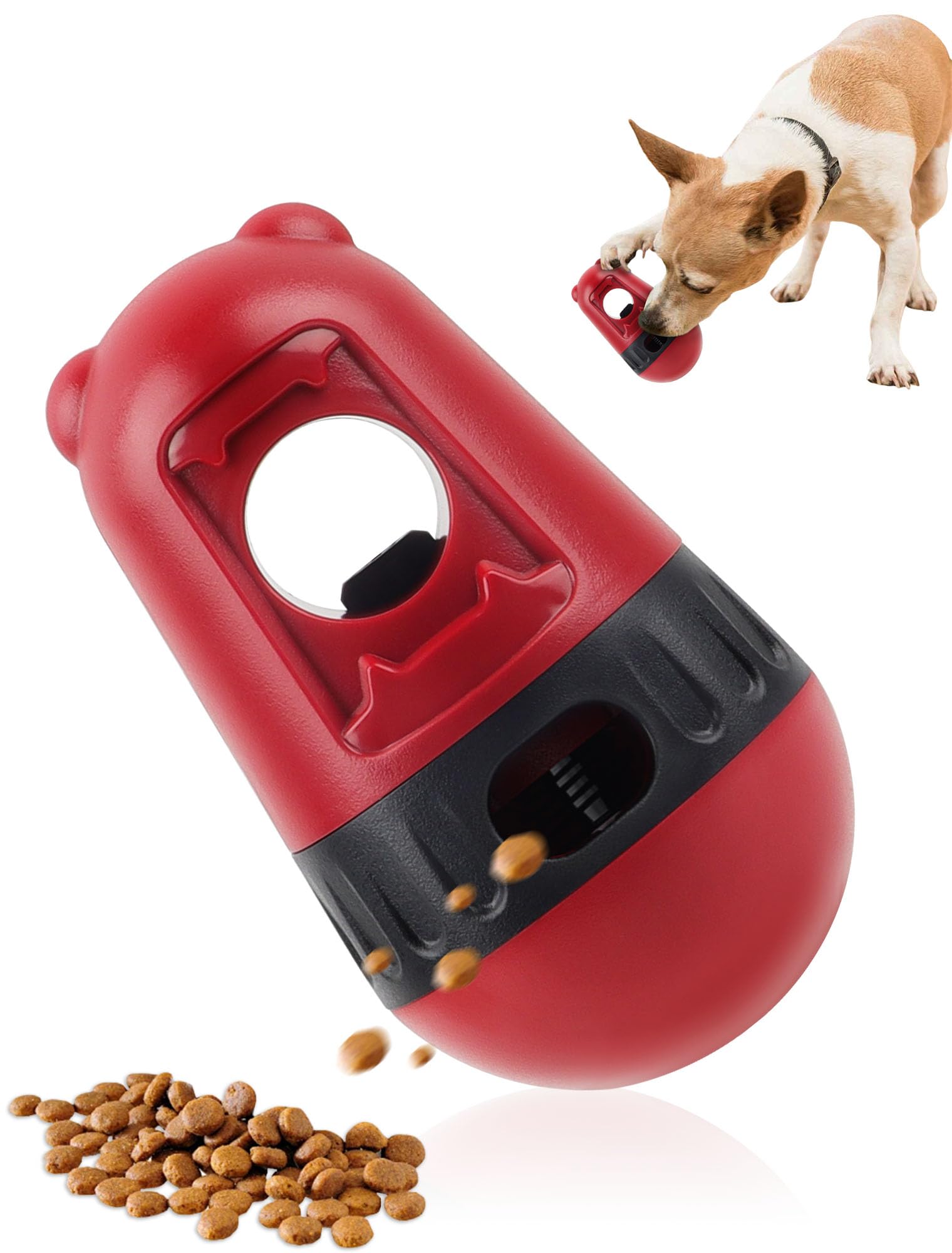Remedare Bully Stick & Treat Holder for Dogs Anti-Choking Safety Toy with Food Dispenser 10-55lb Dog Chew Guard (Red)