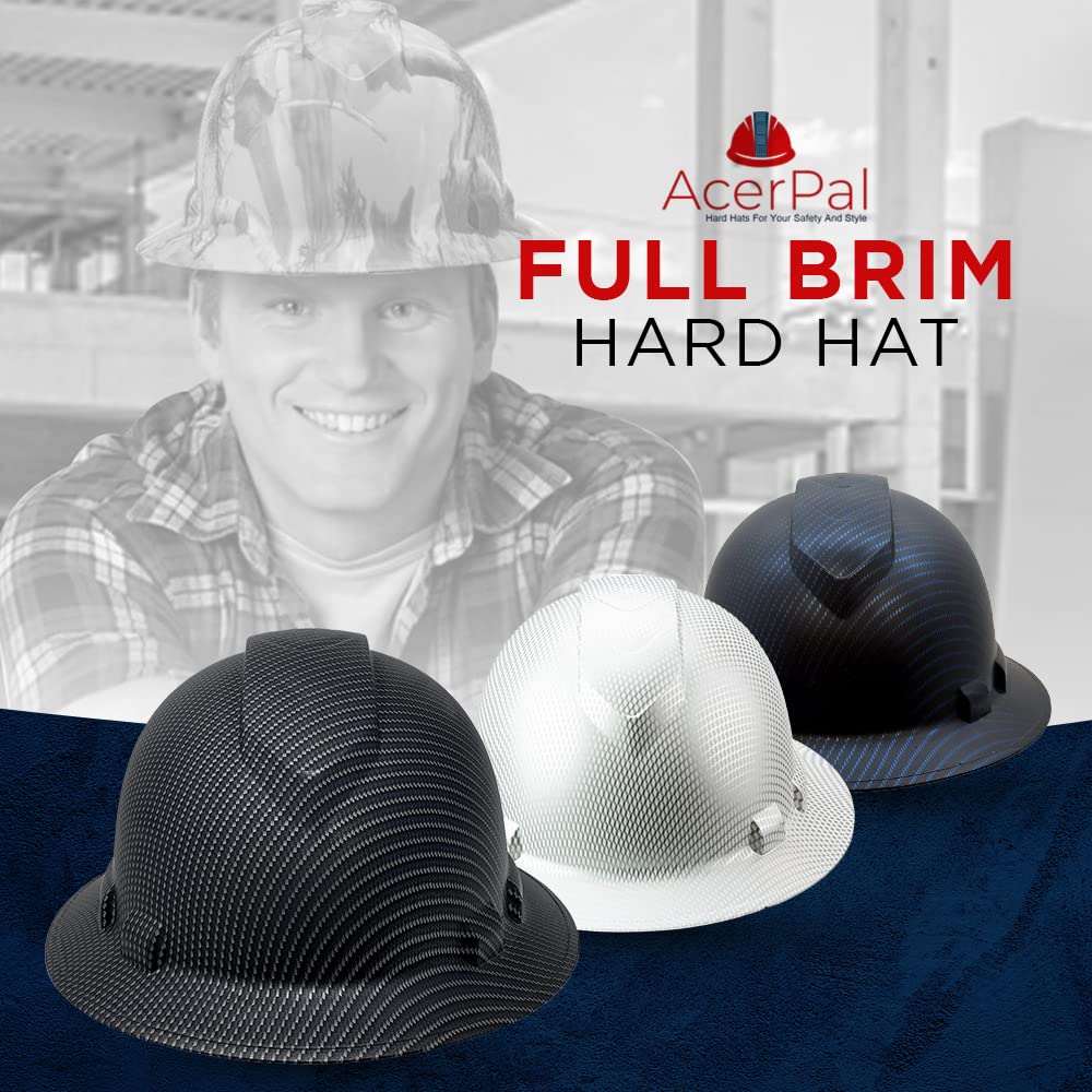 Custom Full Brim Hard Hat - OSHA Approved Construction Safety Helmet With Hydro-Dipped Designs