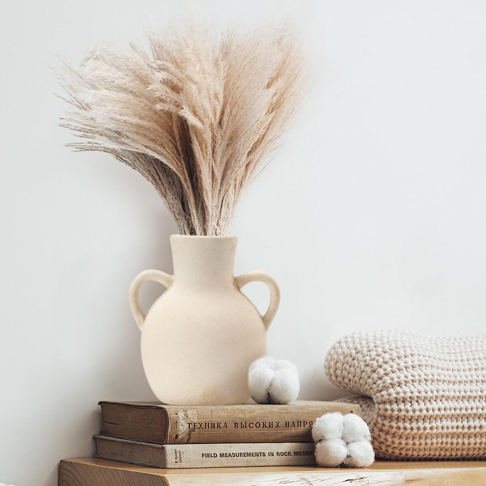 Florero rústico de cerámica con 2 asas, florero de terracota, flor de cerámica decorativa para decoración del hogar, mesa, boda, sala de estar, decoración de estantes, 7.3 pulgadas, color 7