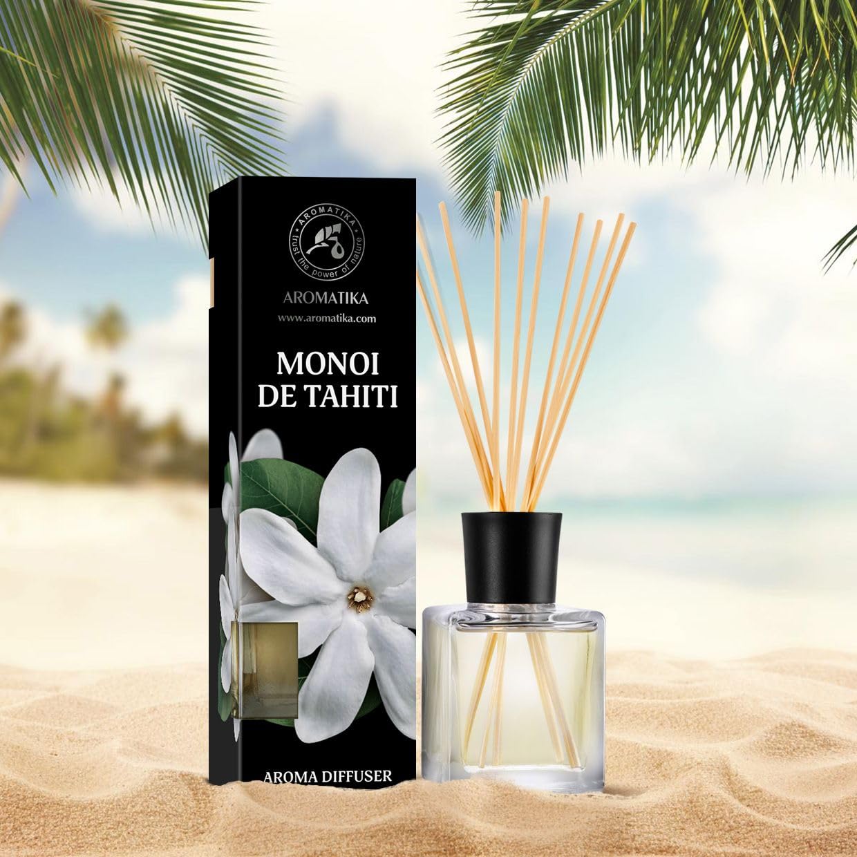 Monoi de Tahiti Aroma Diffuser 200ml - Reed Diffuser - Room Fragrance - Home Fragrance - Air Freshener - Monoi de Tahiti Scented Diffuser - Gift Idea - Tiare Odor