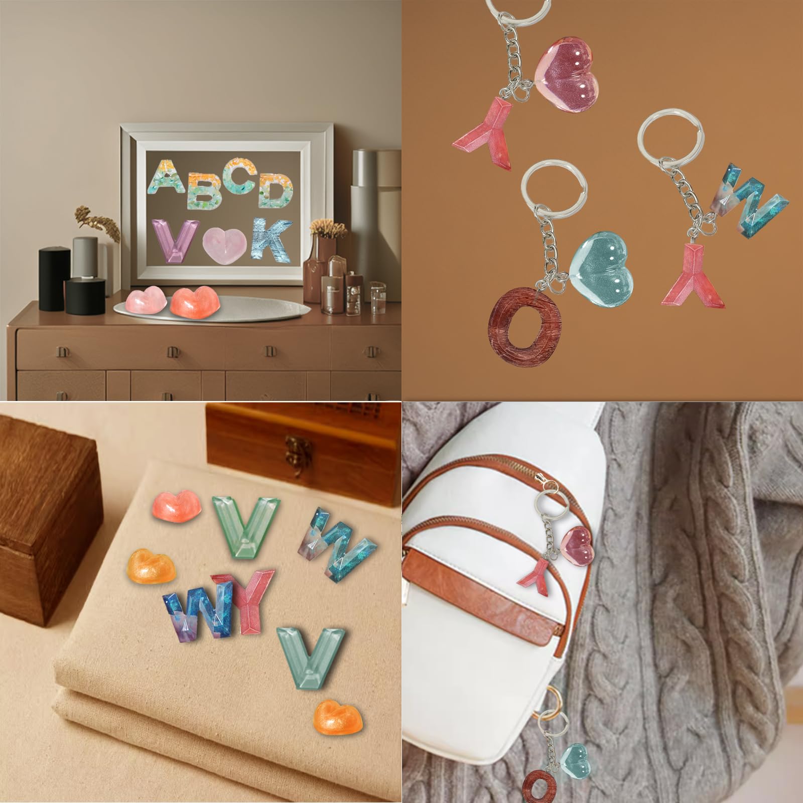 Stampo In Silicone Per Resina Con Lettere E Numeri - Fai Da Te Gioielli, Portachiavi E Decorazioni | 36 Pezzi Completo - Foto 2