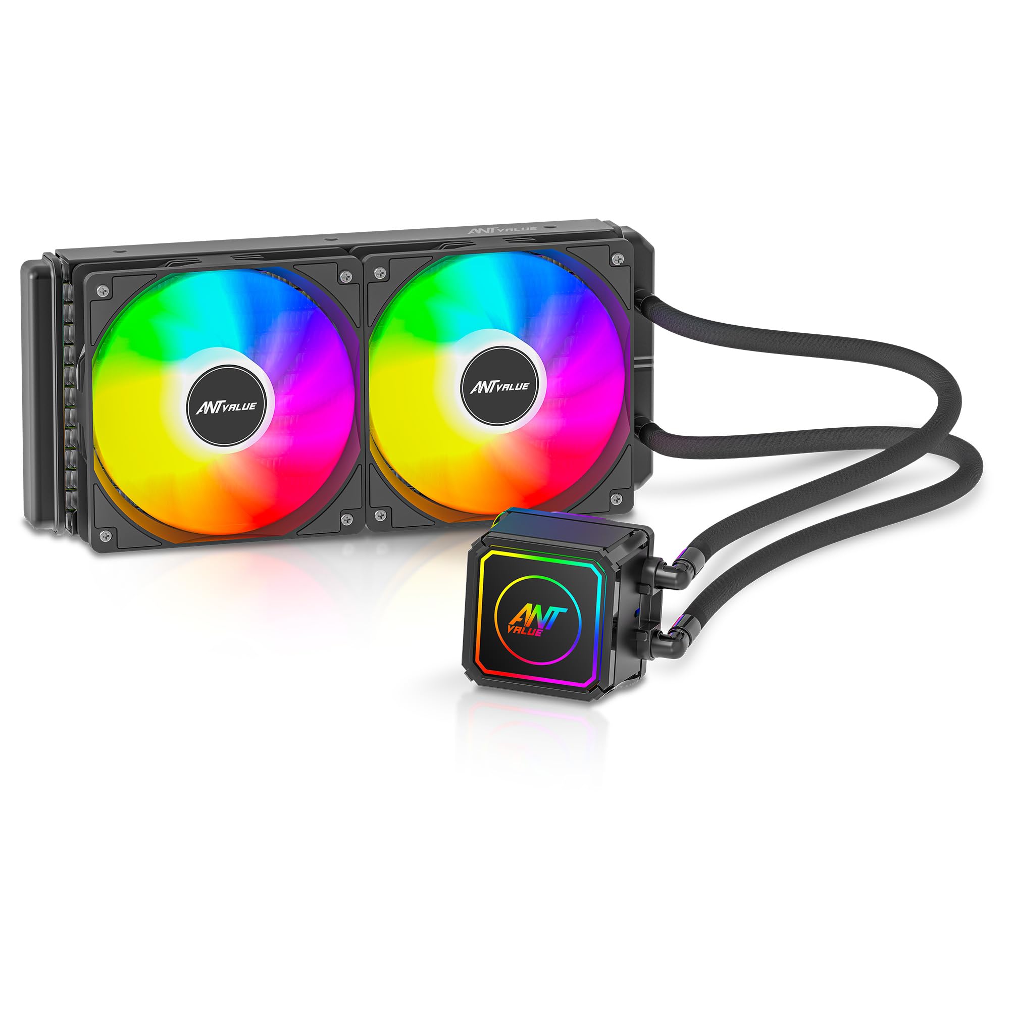 Ant Value AV240 240mm CPU Liquid Cooler/AIO - Black | Static RGB| Support Intel - LGA115X/1200/1700/1851/1366/2011/2066, AMD - FM1/FM2/AM2//AM2+/AM3/AM3+/AM4/AM5-image-48