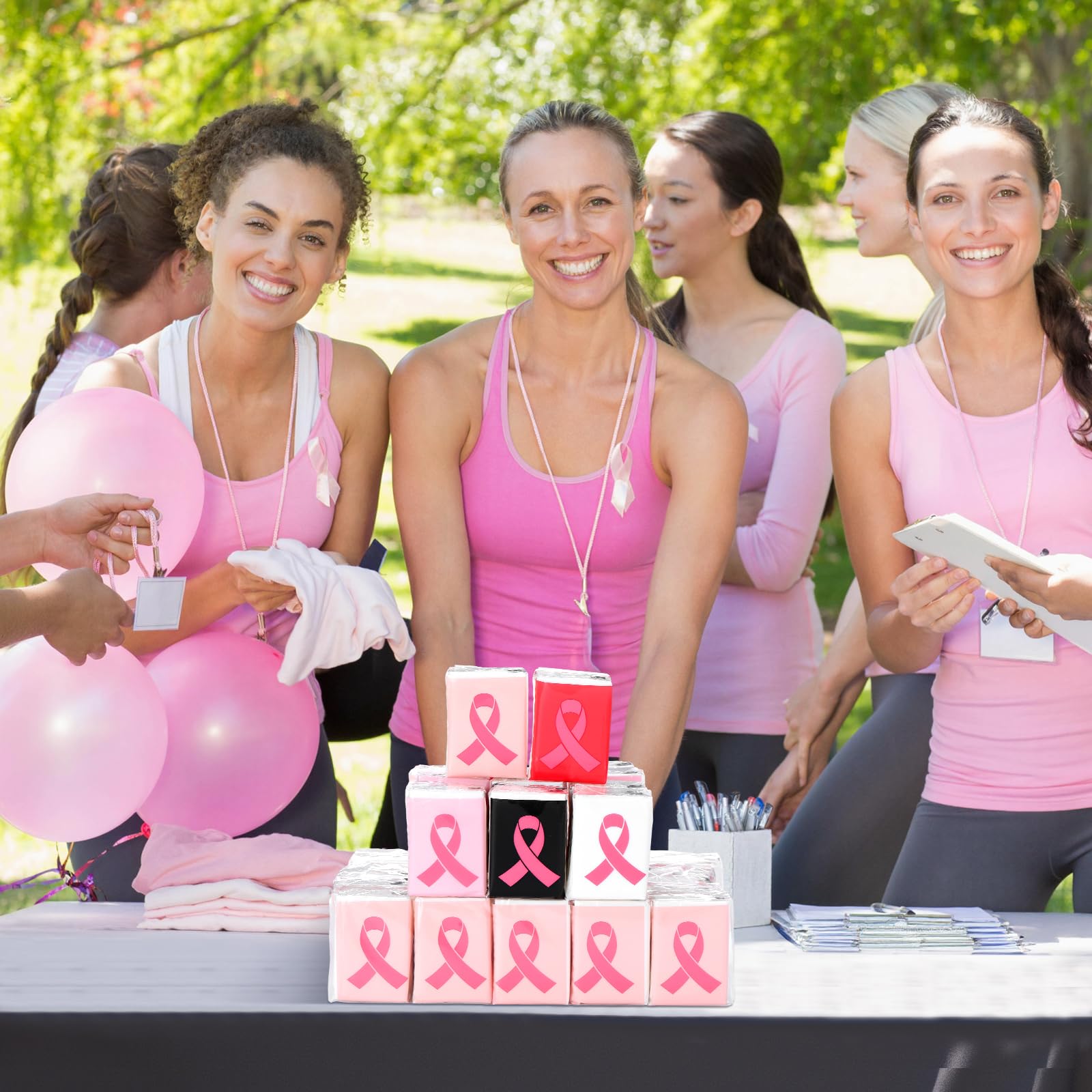 Honoson Confezione da 100 fazzoletti di carta velina rosa per sensibilizzazione sul cancro al seno, per borse di sensibilizzazione, fazzoletti da viaggio per eventi di beneficenza, regalo per donne