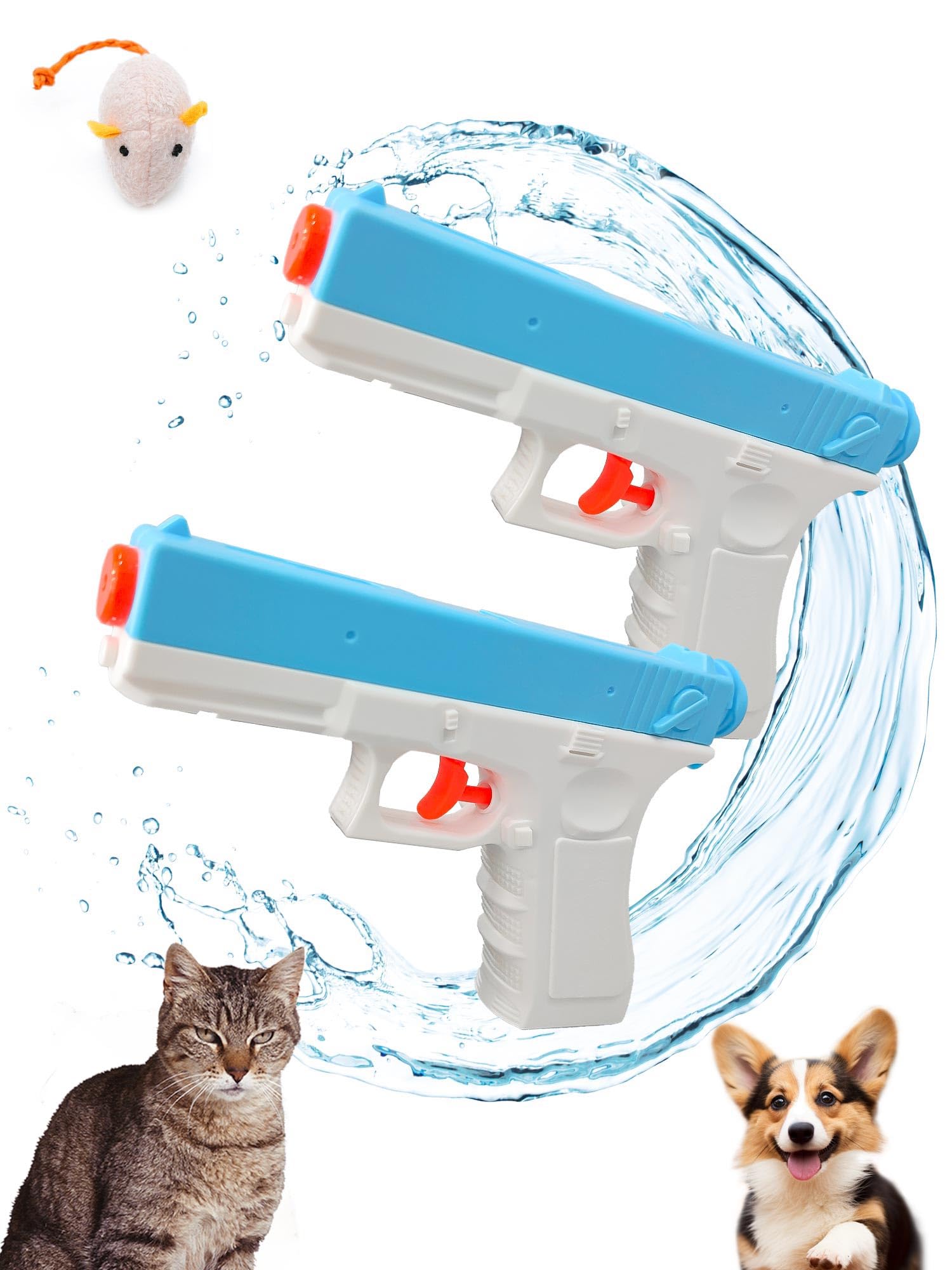 Squirt Guns for Cats Dogs Training, Cat Deterrent, Water Pistols for Dogs Cats Pets Training, Size for Adults, 2 Pack