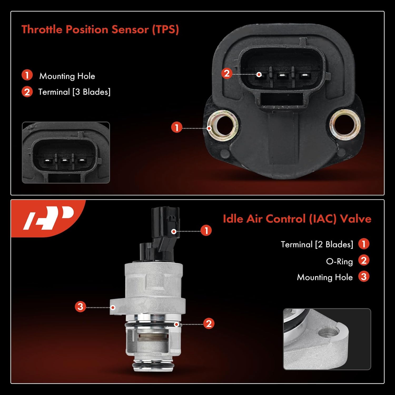 A-Premium Idle Air Control Valve IAC + Throttle Position Sensor TPS Compatible with Dodge Grand Caravan 2001-2007, Caravan 2001-2007 & Chrysler Town & Country 2001-2007, Pacifica 2004-2006, Voyager