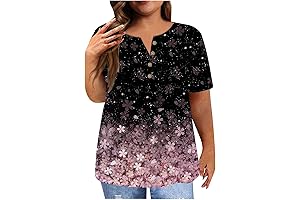 Plus Size Tops for Women Summer Ethnic Floral Classy Oversized T Shirts...