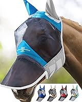 Vista 32 de Harrison Howard CareMaster Pro - Máscara luminosa para mosca de caballo, gran espacio para los ojos, nariz larga con orejas, protección UV