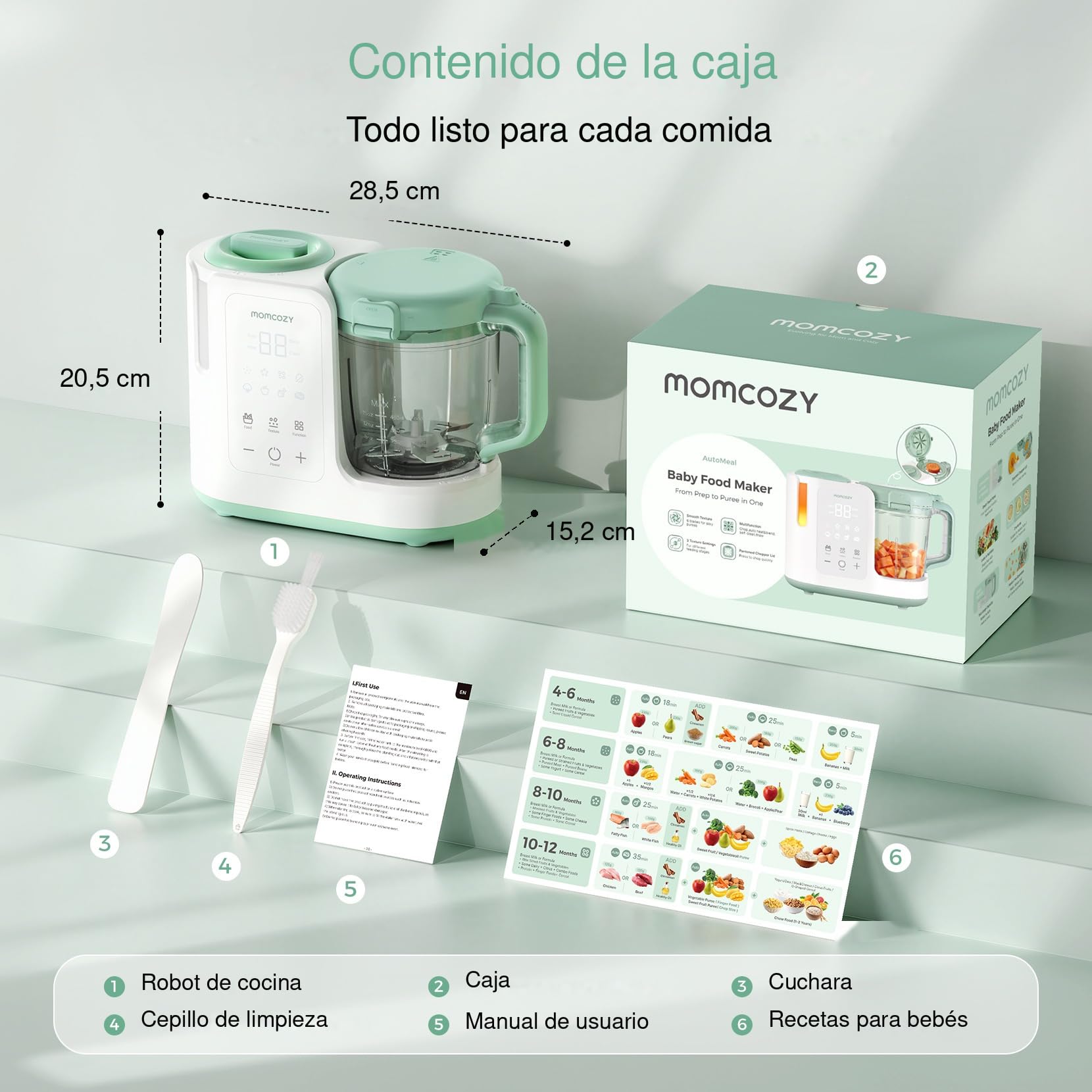 Momcozy Robot Cocina Bebé 4 en 1, Automático con 3 Texturas, 450 ml