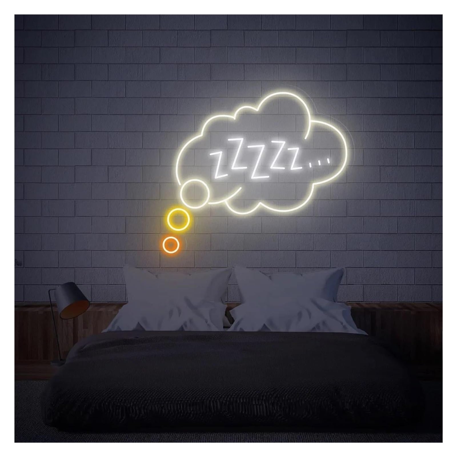 LEMST Signs Lamp Goodnight Sleeping Zzzz Neon Signs USB Powered Adjustable Brightness Bubble Neon Lights Suitable for Wall Decor(E,40cm)