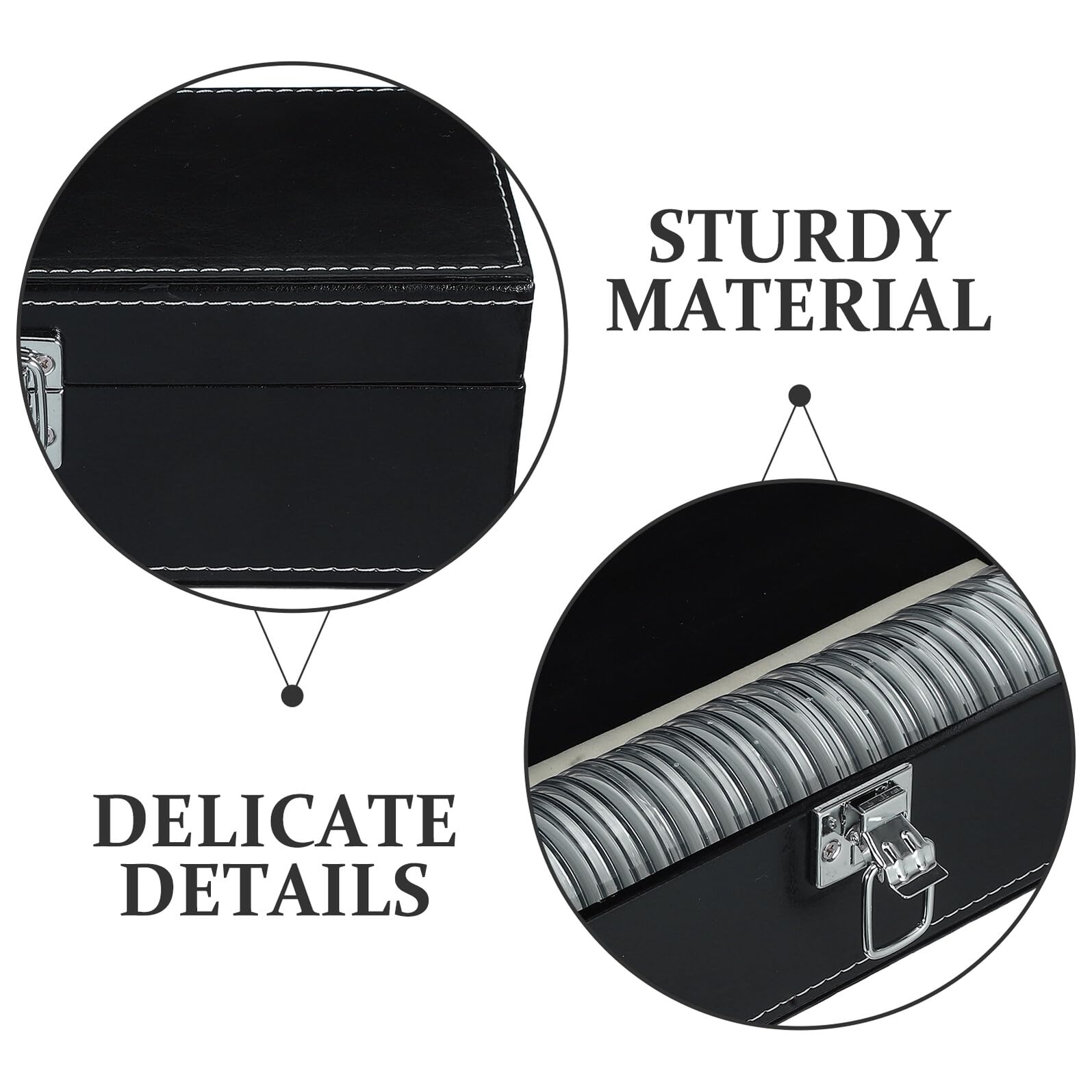 Hemobllo Boîte de Collection de Pièces de Monnaie Noire avec 20 Emplacements, Capsules Hermétiques en Plastique et Mousse Eva, Organiseur Compact et Portable pour Collectionneurs