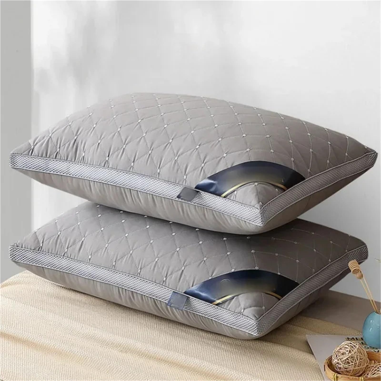 Almohada ortopédica para apoyo cervical y ayuda al sueño, alta resistencia, núcleo no colapso, almohada individual para uso doméstico/dormitorio/hotel
