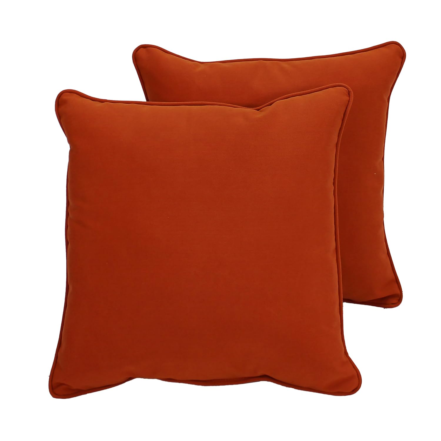 Factory Direct Partners Presidio 24" x 24" Square Decorative Throw Pillow Set with Piping for Indoor/Outdoor Furniture UV, Fade, Weather-Resistant Olefin Fabric (2-Pack) - Burnt Orange, 13811-121