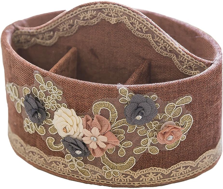 Vintage Fashion Lace Floral Oval Shape Cosmetic Jewelry Organizer Desktop Storage Box Organizer
