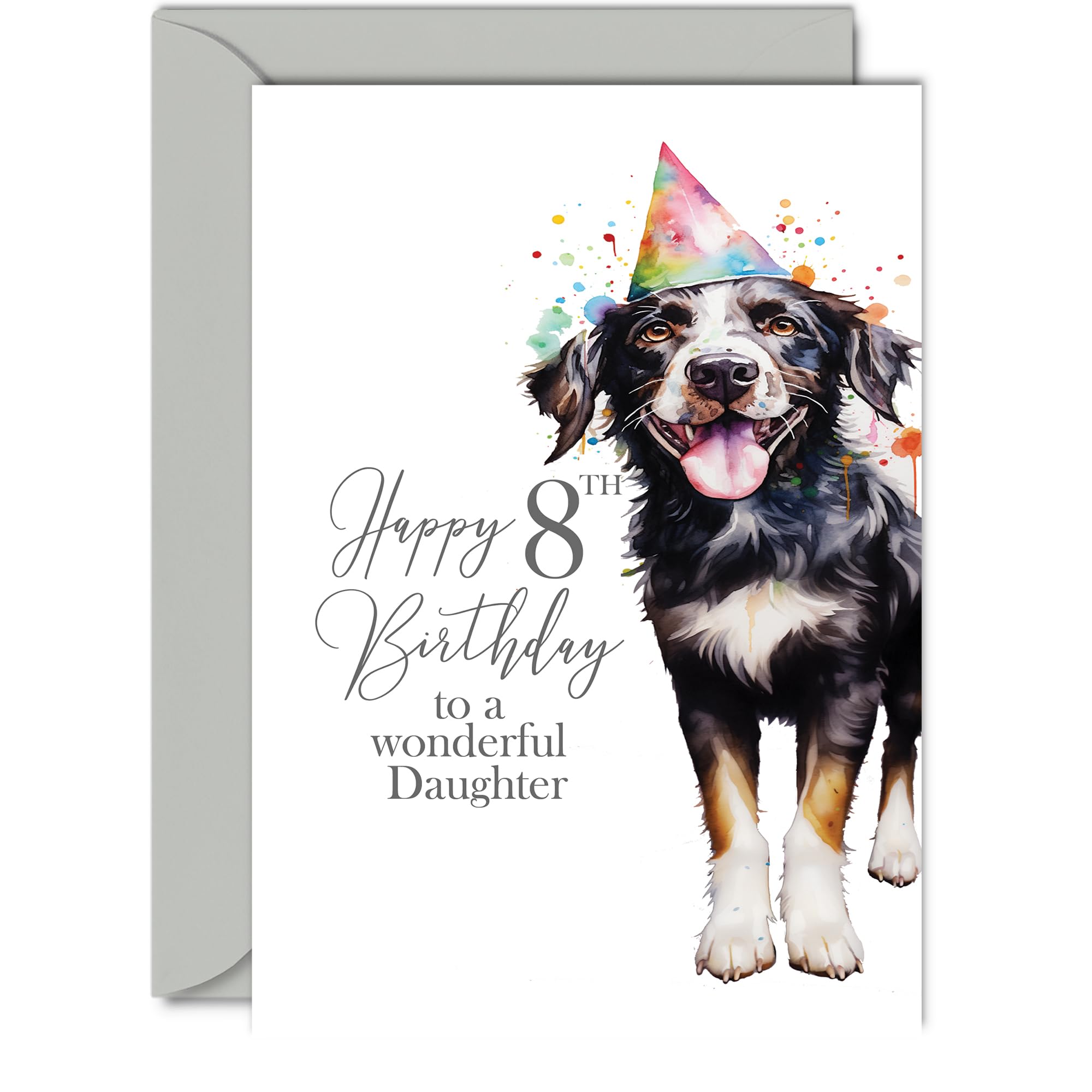 8th Birthday Cards for Daughter, Party Dog