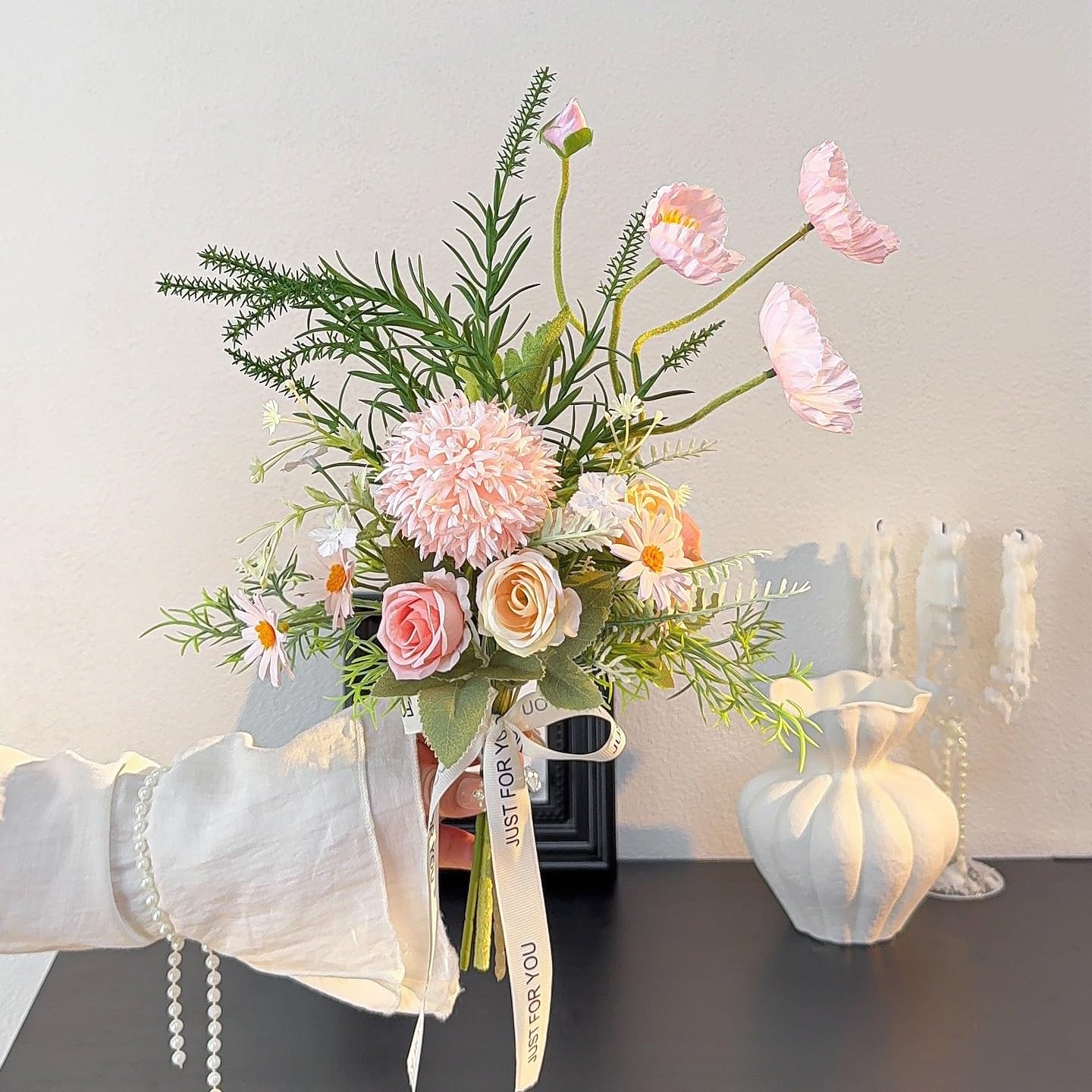 WLH Alexanders Artificial Fake Flowers Plants Silk Flower Arrangements Wedding Bouquets Decorations for Home Party Décor faux flower(Rose)