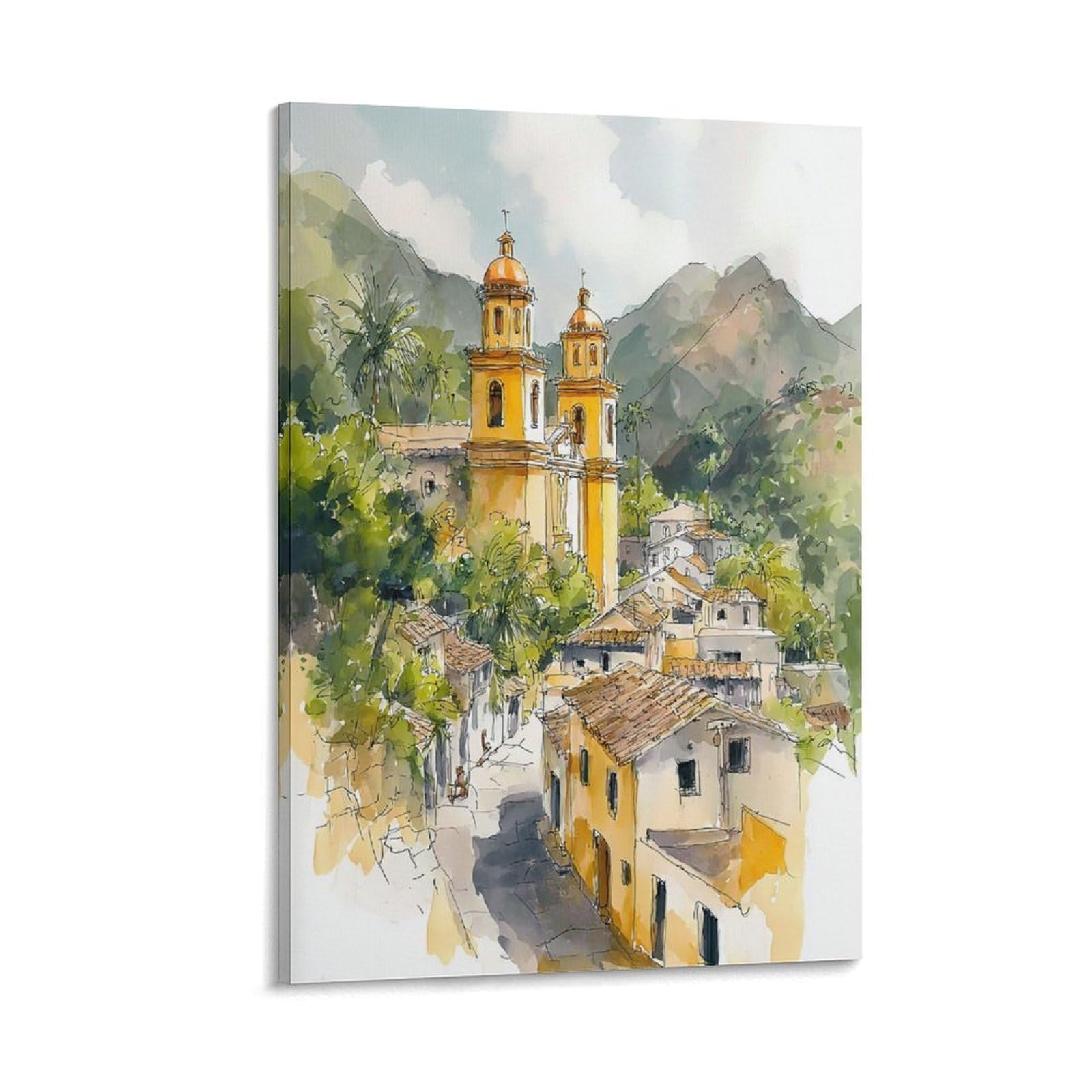Oaxaca City 24x36inch(60x90cm) Vintage Travel Poster Watercolor Canvas Art