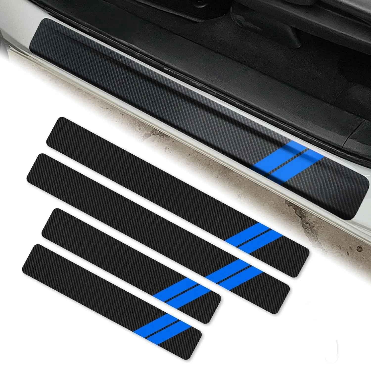 JINGXINXUE Car Door Sill Protector Carbon Fibre for Lexus RX 350 350H 500H TX 350 2023 2024 2025, 4Pcs Door Sill Sticker Scuff Plates Entry Guard Strip Trim Step Threshold Protector,C/Blue