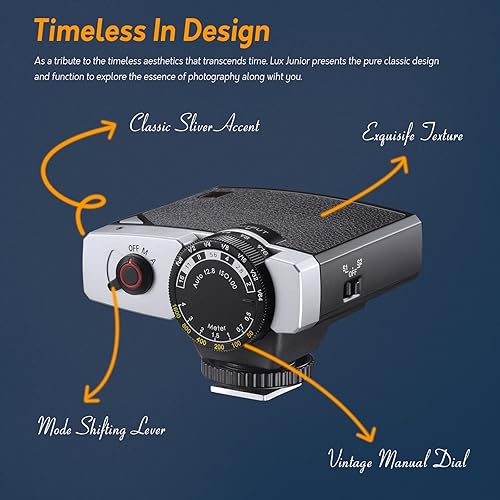 Miniatura 4 de Godox Lux Junior Retro Camera Flash, GN12 con 7 niveles de potencia de flash, CCT 6000K ± 200K con control óptico S1/S2 para Fujifilm, para Canon,