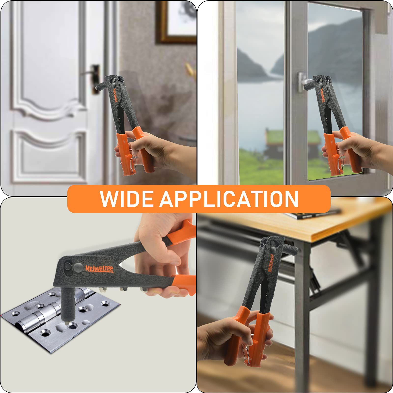 Rivettatrice Manuale con 200 Pezzi Rivetti, Professionale Pistola rivettatrice robusta, 4 Misure 2,4MM-3,2 MM-4,0MM-4,8MM-Utensili per rivetti per automobili, mobili, strumenti