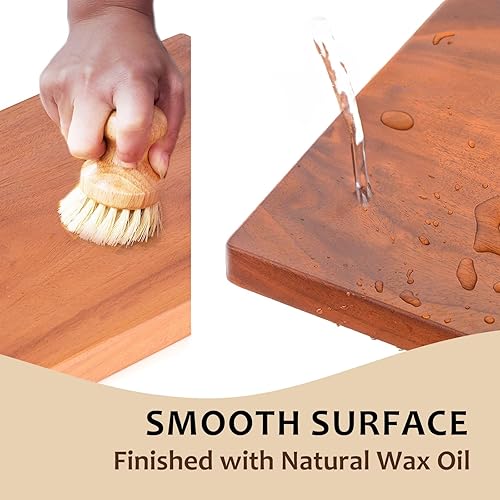 Miniatura 2 de LUBAN Tabla de cortar de madera de caoba, tablas de cortar de madera maciza para cocina, tabla de cortar gruesa y grande con asa, tabla de cortar de