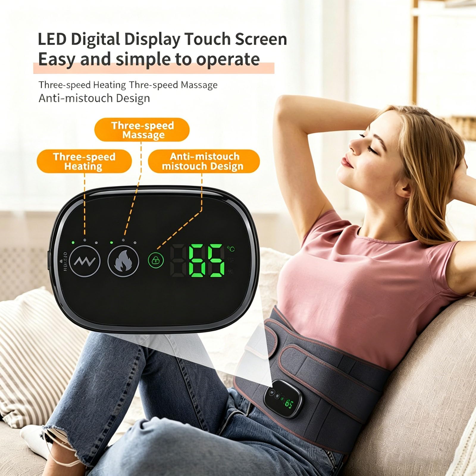 Cinturón de Masaje Lumbar con Calor,Cinturón Eléctrico Sin Cables para La Espalda con 3 Modos de Calefacción Rápida y Masaje, para Aliviar el Dolor de Espalda, Ciática
