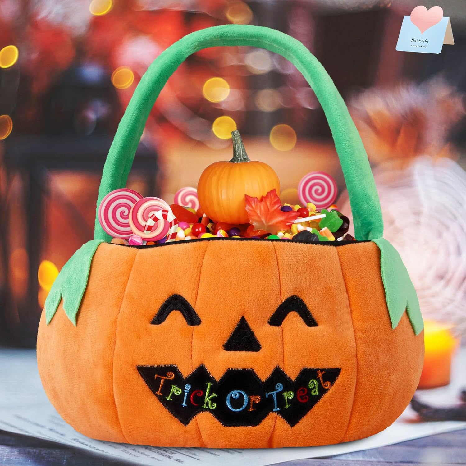 Athoinsu Halloween 2023 Pumpkin Basket Trick or Treat Plush