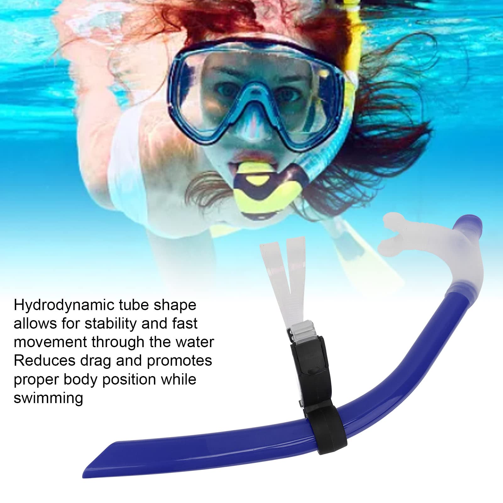 Jwthee Training Swim Snorkel for Lap Swimming, Front Swimmer Snorkel for Adult Youth Silicone Breathing Tube for Diving (RoyalBlue)