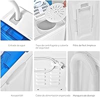Vista 7 de COSTWAY Lavadora portátil, lavadora de lavandería de 26 libras de capacidad de 26 libras, lavadora de 18 libras y combo giratorio de 8 libras