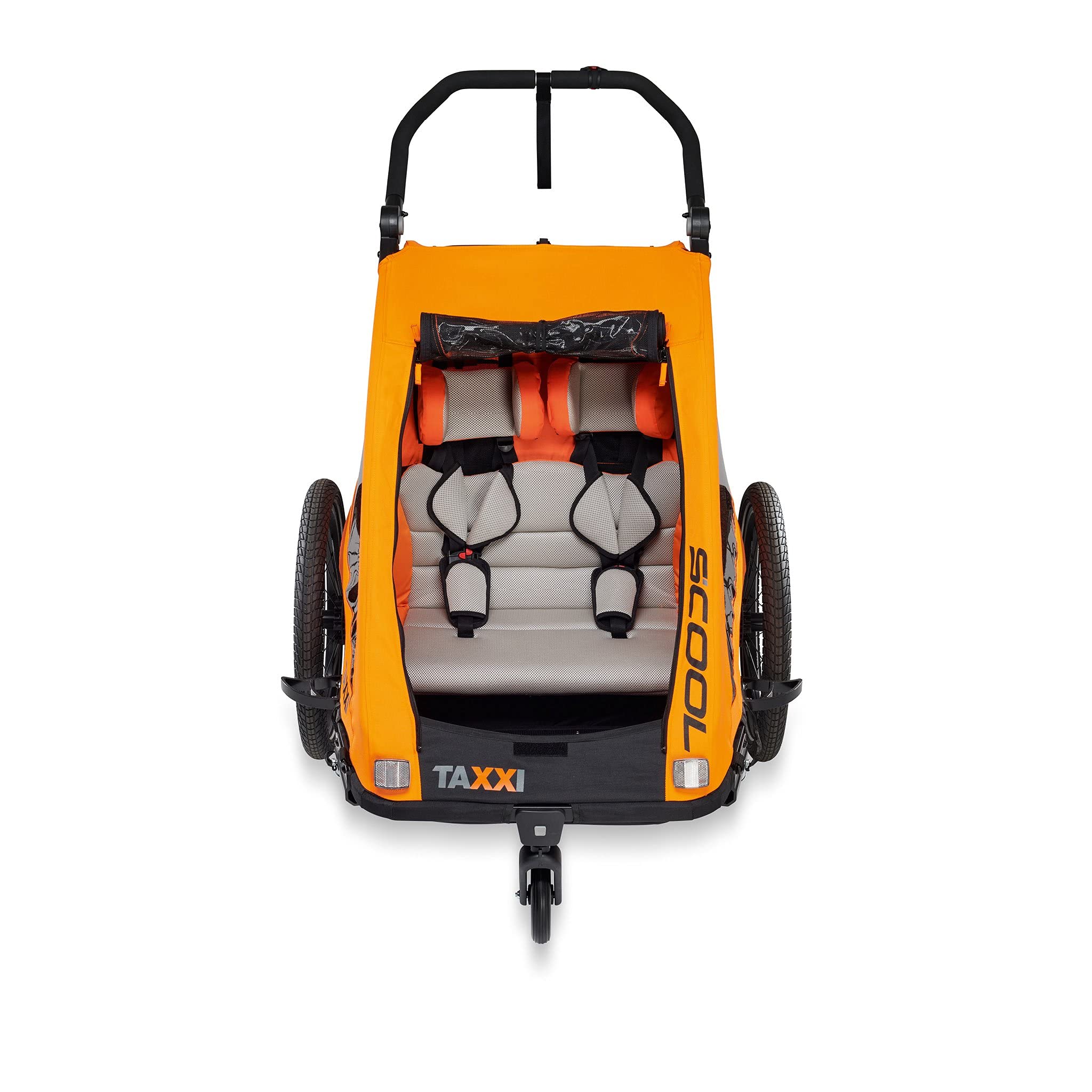 TAXXI Pro two orange Fahrradanhänger Buggy Jogger Multifunktionaler Kinderwagen 3-in-1 2 Sitze