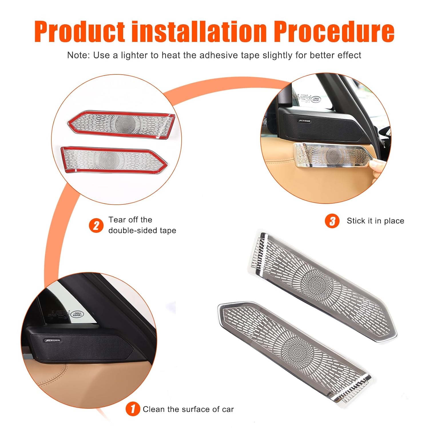 Car A-Pillar Speaker Covers Compatible with Land Rover Range Rover Vogue/Sport 2023 2024,Stainless Steel Door A-Pillar Audio External Speaker mesh Cover (Bright)