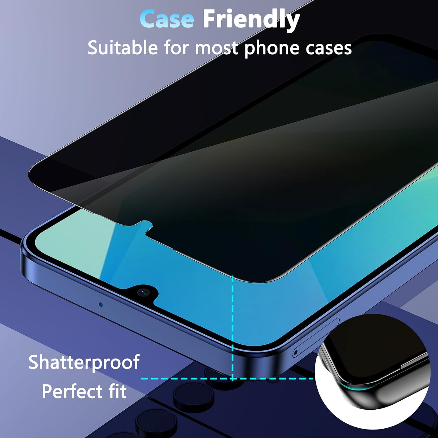 شاشة حماية خصوصية مطورة من الزجاج المقوى 9H مضادة للتجسس 25 در... - view 6