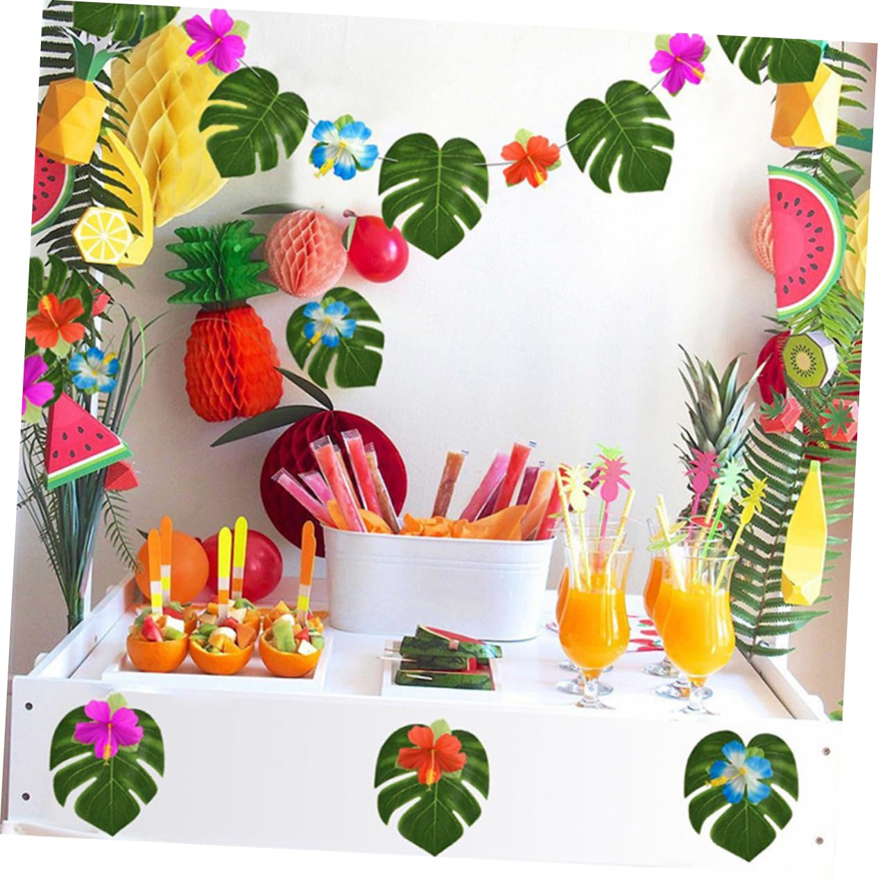Amosfun 72pezzi Foglie Artificiali Monstera Foglie Verdi Imitazione Per Decorazioni Tropicali Casa Ufficio e Eventi