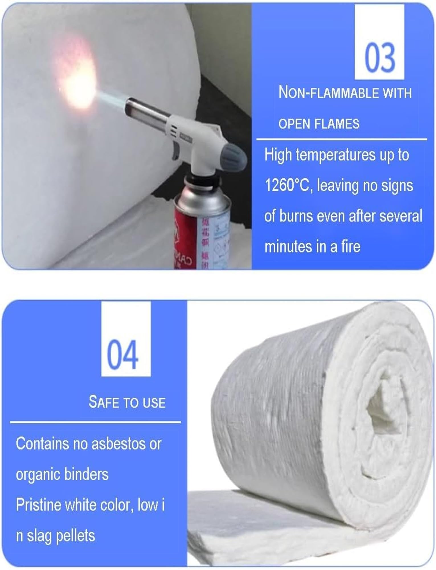 Manta aislante de fibra cerámica de alta temperatura con revestimiento de papel de aluminio para protección contra el calor en estufas, chimeneas, forjas, hornos y conductos