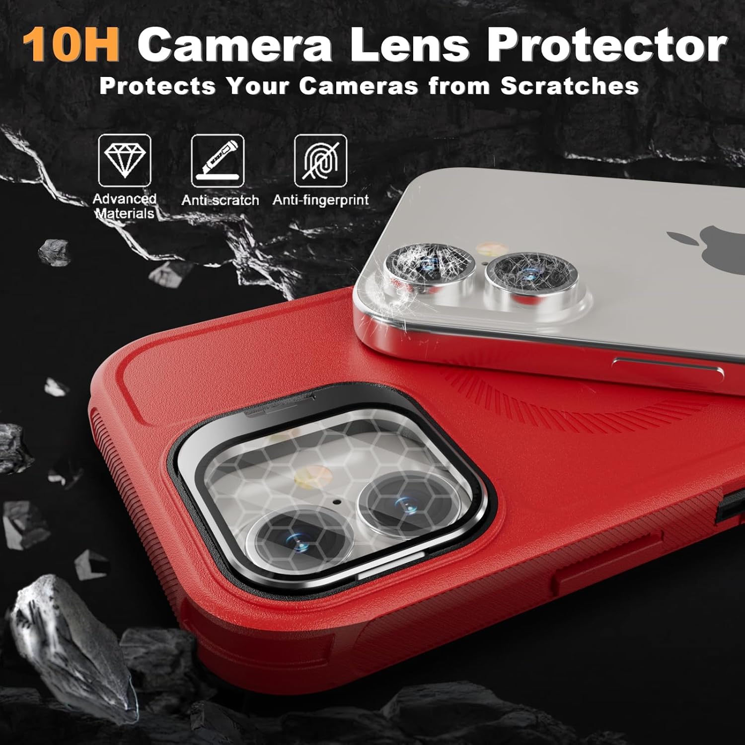 Follaroma for iPhone 16 Case with Stand & Built-in Camera Cover, MagSafe Compatible, Heavy-Duty Shockproof Protection, Magnetic & Rugged Phone Cover for iPhone 16 6.1'', Red