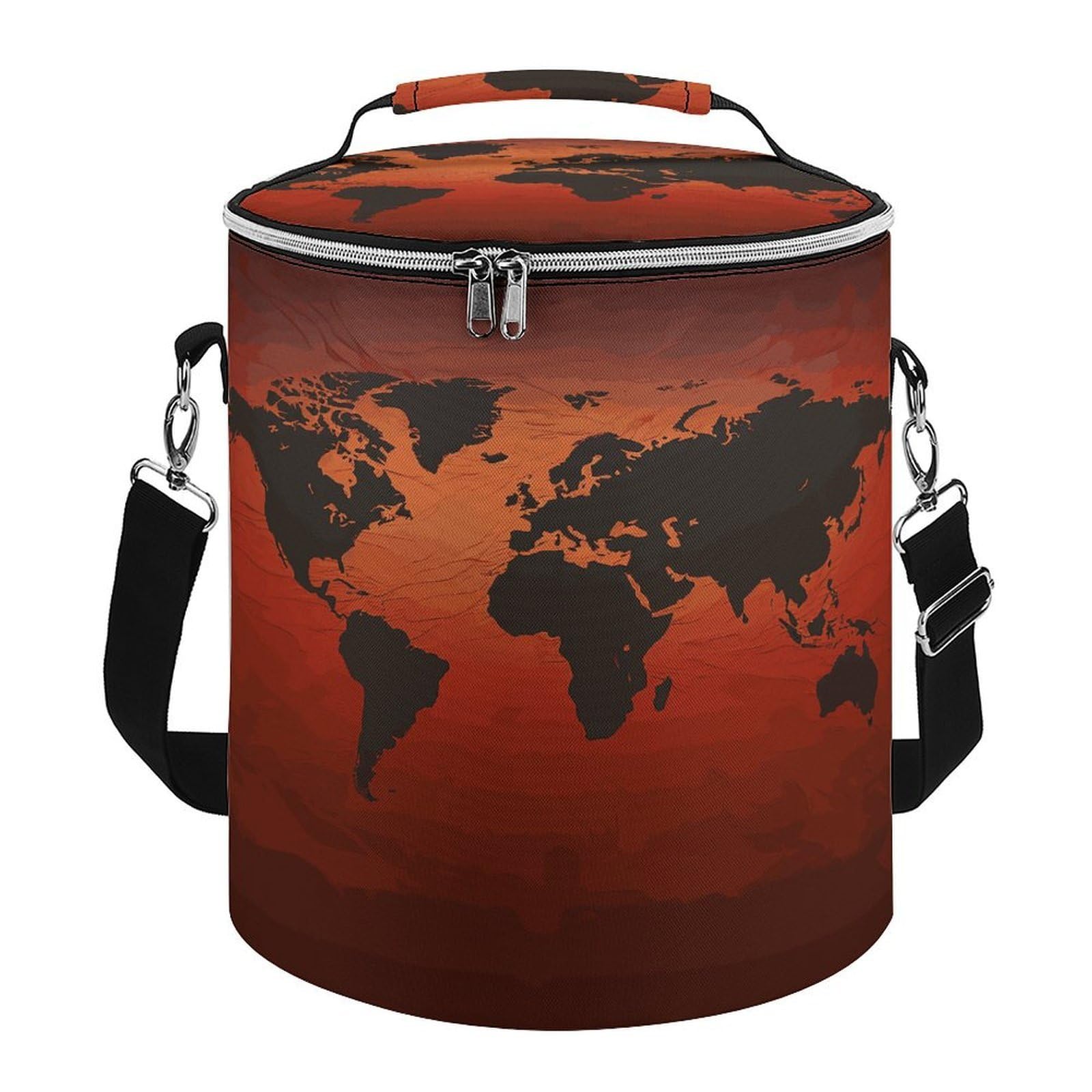 Bolsa térmica suave con diseño de mapa del mundo, con múltiples bolsillos, bolsa de playa aislada a prueba de fugas, hielera plegable para playa, viajes, trabajo