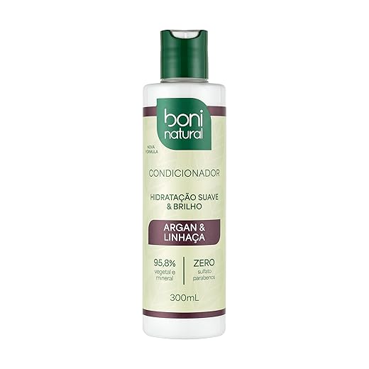 Condicionador Vegano e Natural, Argan e Linhaça, Boni Natural, Cabelos Macios e Saudáveis, Boni Natural, 300ml