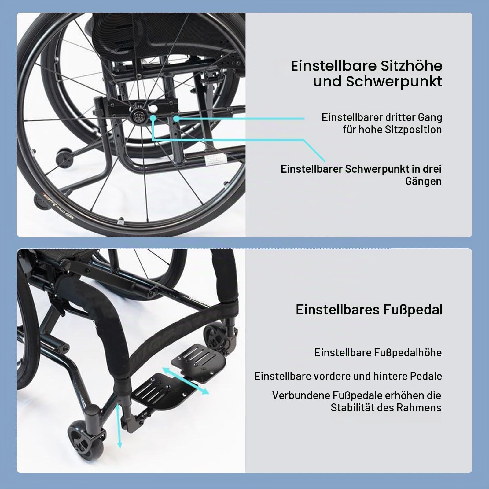 Sportrollstühle,Superleichter Rollstuhl mit Aluminiumrahmen, 12kg,Stoßdämpfender Faltbarer Rollstühle,Rollstühle mit Selbstantrieb,Belastbarkeit 100 Kg(Seat Width 40cm,Purple)