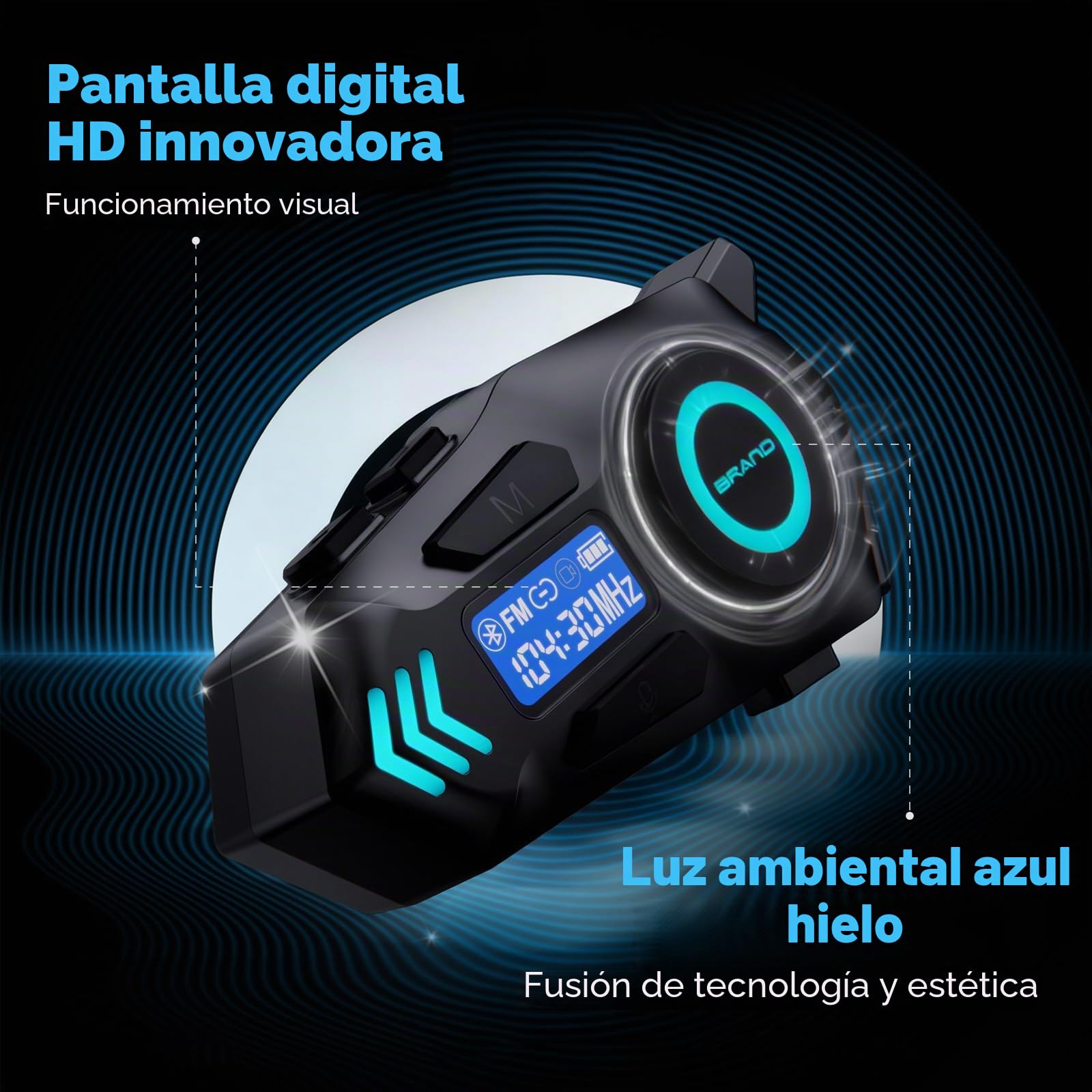K09 Intercomunicador Moto Bluetooth 5.4, Kit Manos Libres para Motocicleta 500 m Doble Comunicación, Auriculares con Pantalla Digital, IPX8 Impermeable, Sonido HI-FI, FM (1 Pieza)