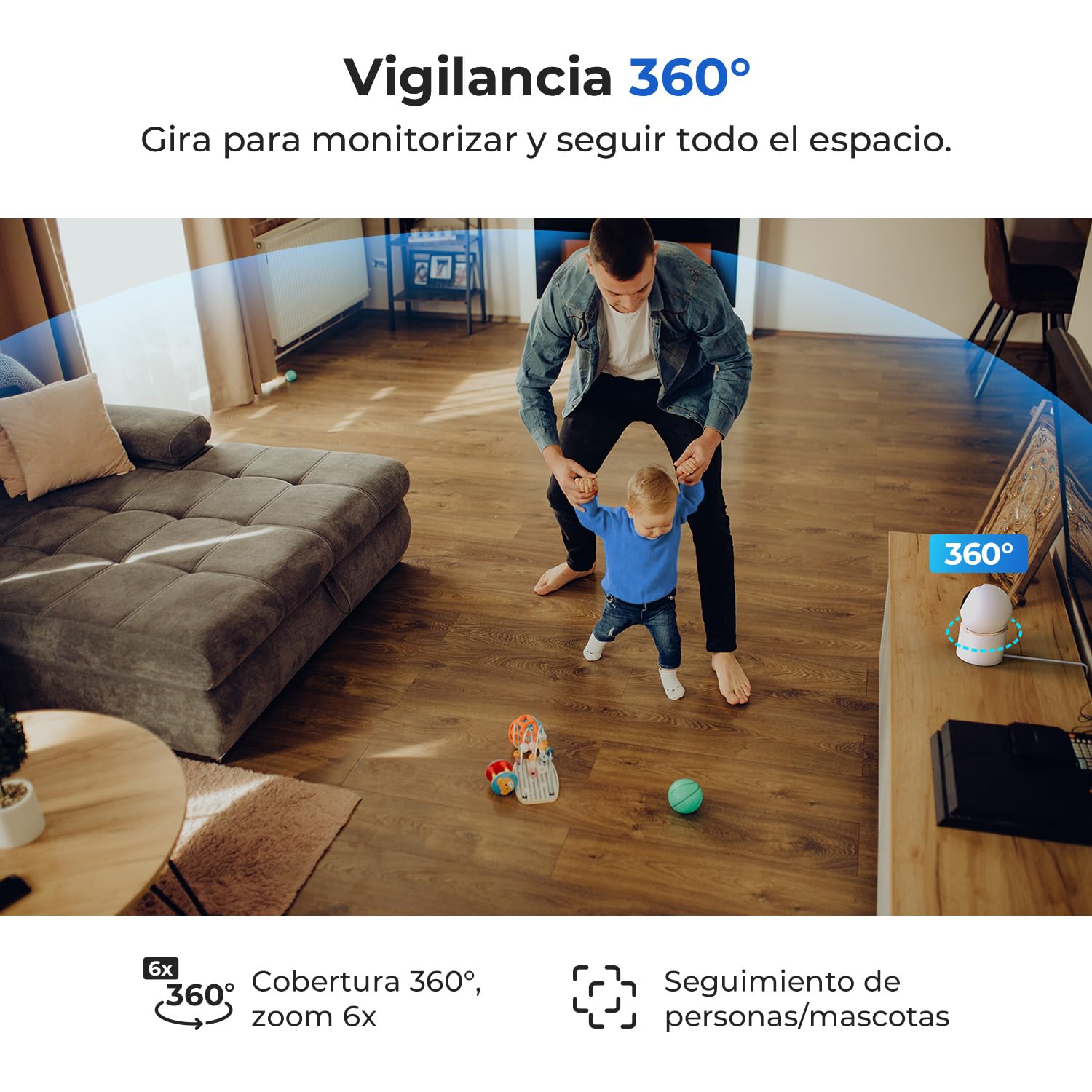 IMILAB 4K 8MP Cámara Interior, Cámara Vigilancia 360° para Mascotas/Bebés/Hogar, Compatible con Xiaomi Home App, WiFi 5G/2.4G Cám, Seguimiento Inteligente, Audio Bidireccional, Sin Suscripción(C40)