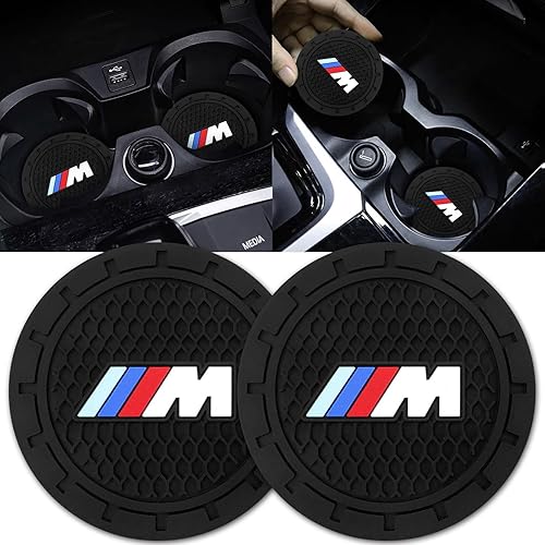 Silicone Non-Slip Car Cup Holder Coasters for BMW M X1 X3 M3 M5 X1 X5 X6 Z4 3 5 7 Series 2Pcs Car Interior Accessories (2.75 Inch)